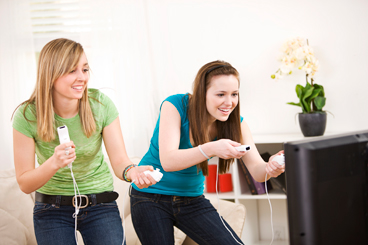 Teen Girls Playing Video Game